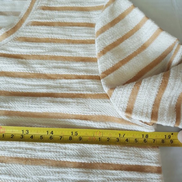 LOGO Lori Goldstein Textured Stripes Tiered Tunic Sz XS Yellow Cream Boho Preppy - Picture 6 of 8